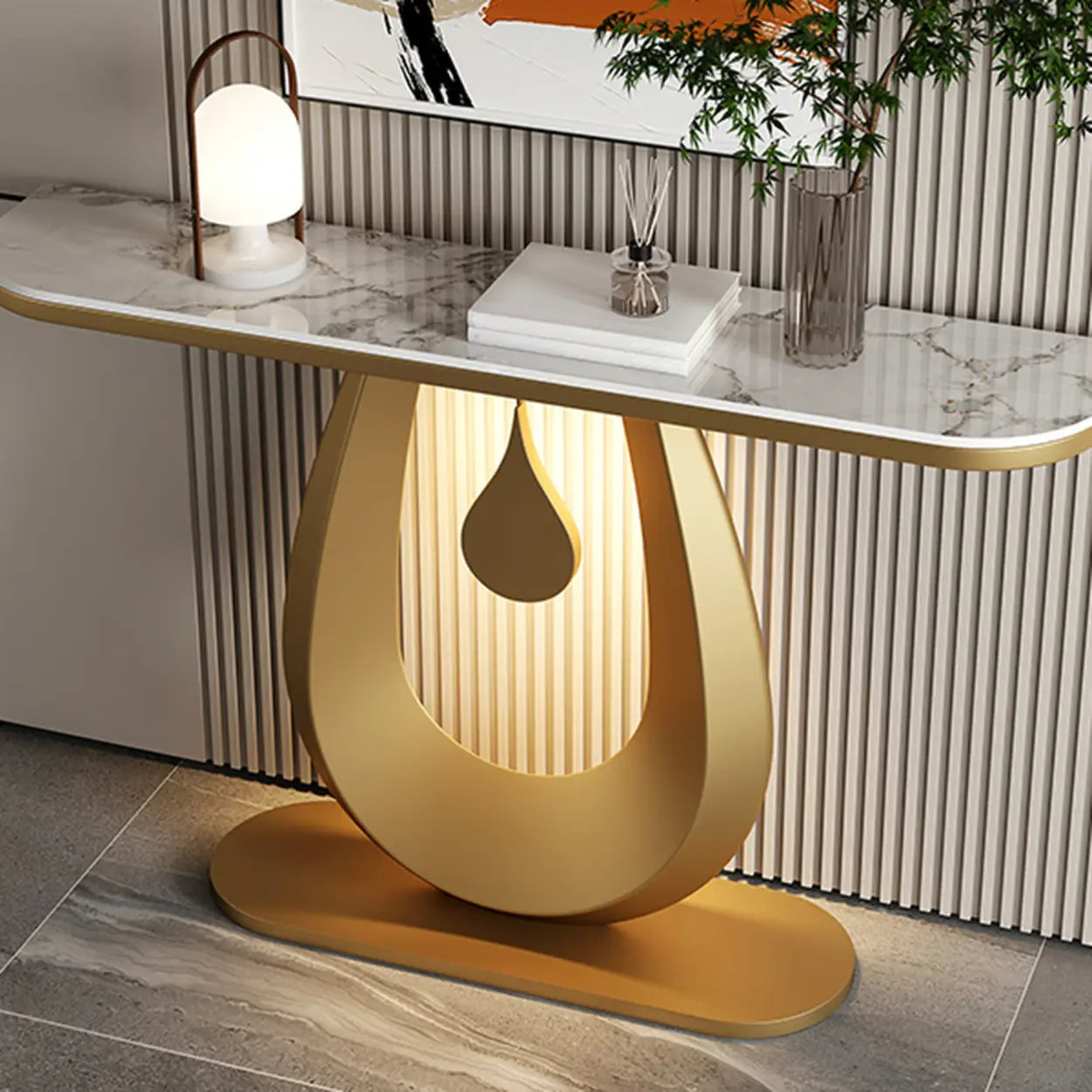 Half-Moon Sintered Stone Console Table