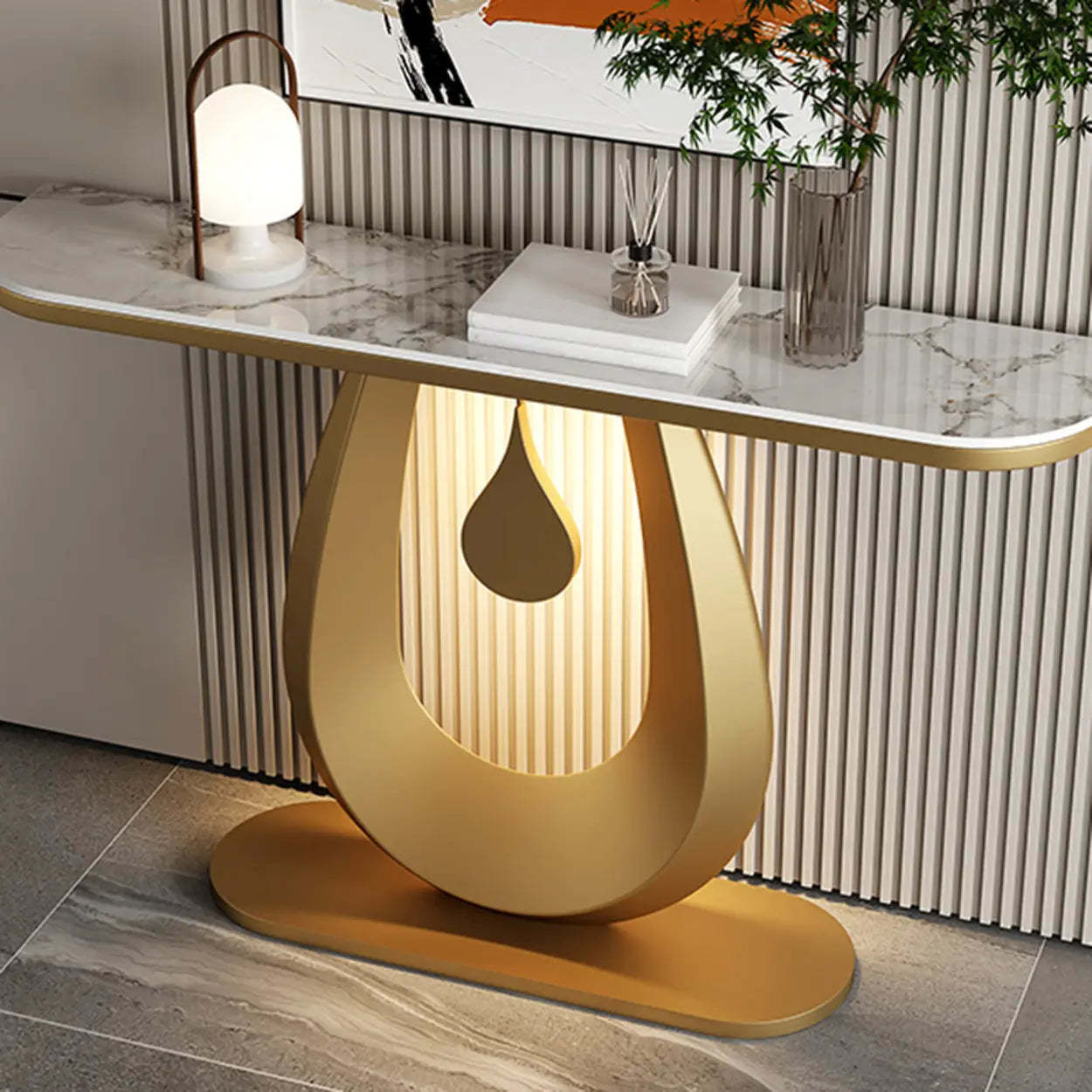 Half-Moon Sintered Stone Console Table