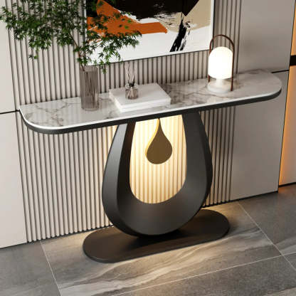 Half-Moon Sintered Stone Console Table — White