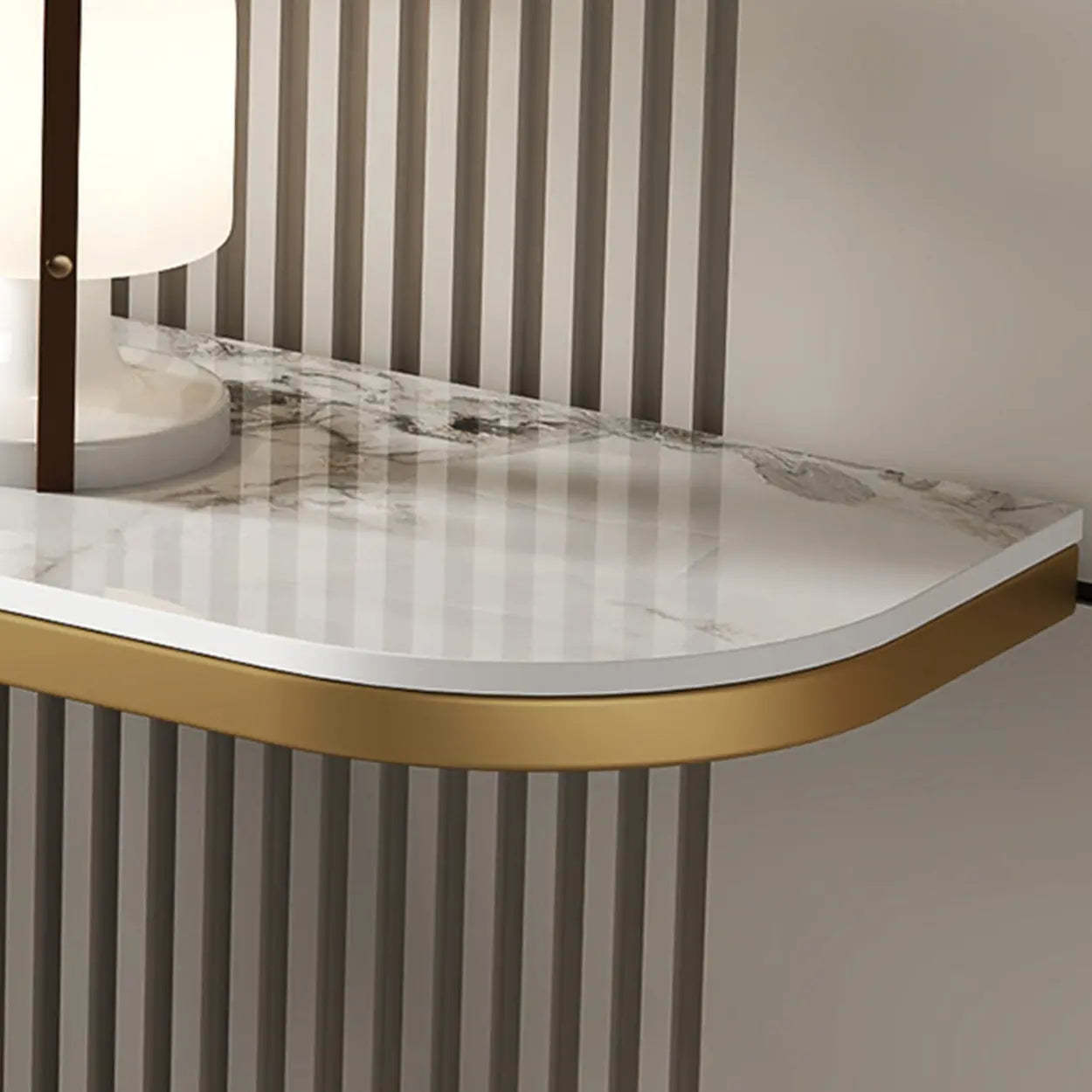 Half-Moon Sintered Stone Console Table — Black