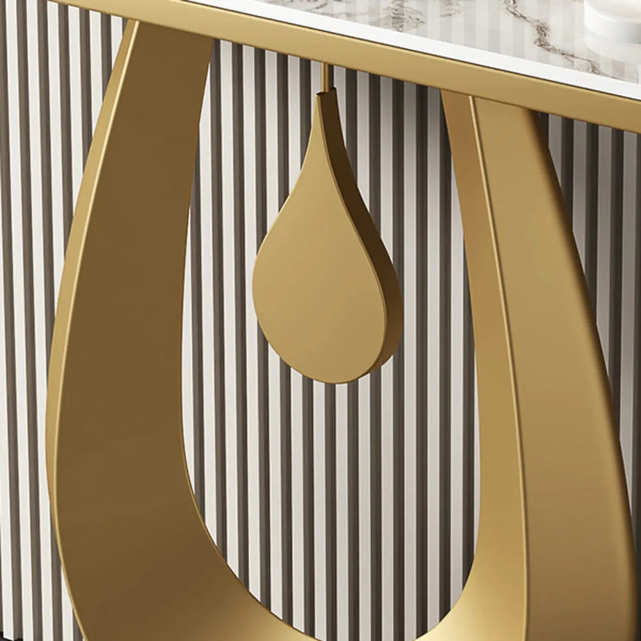 Half-Moon Sintered Stone Console Table — White