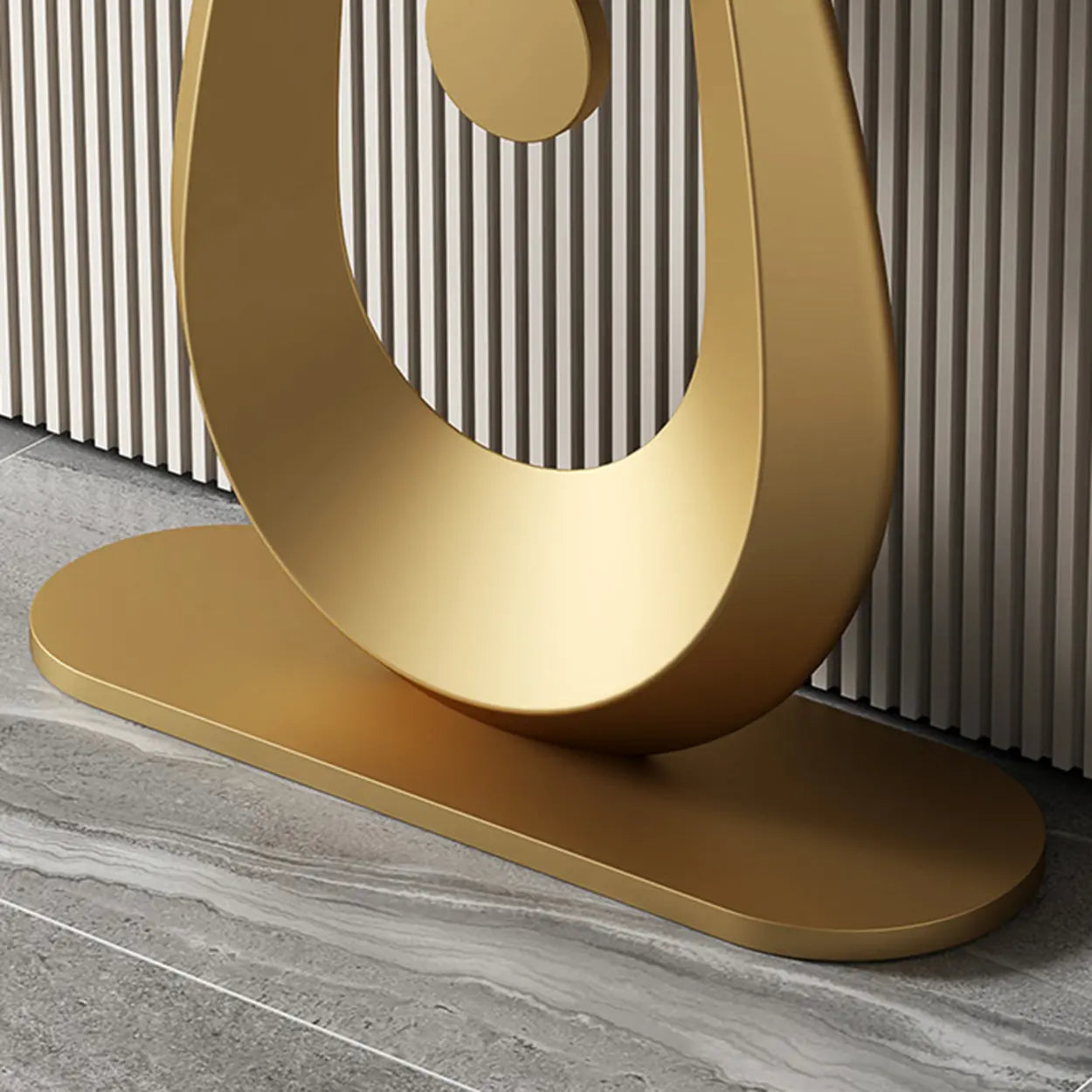Half-Moon Sintered Stone Console Table — Gold