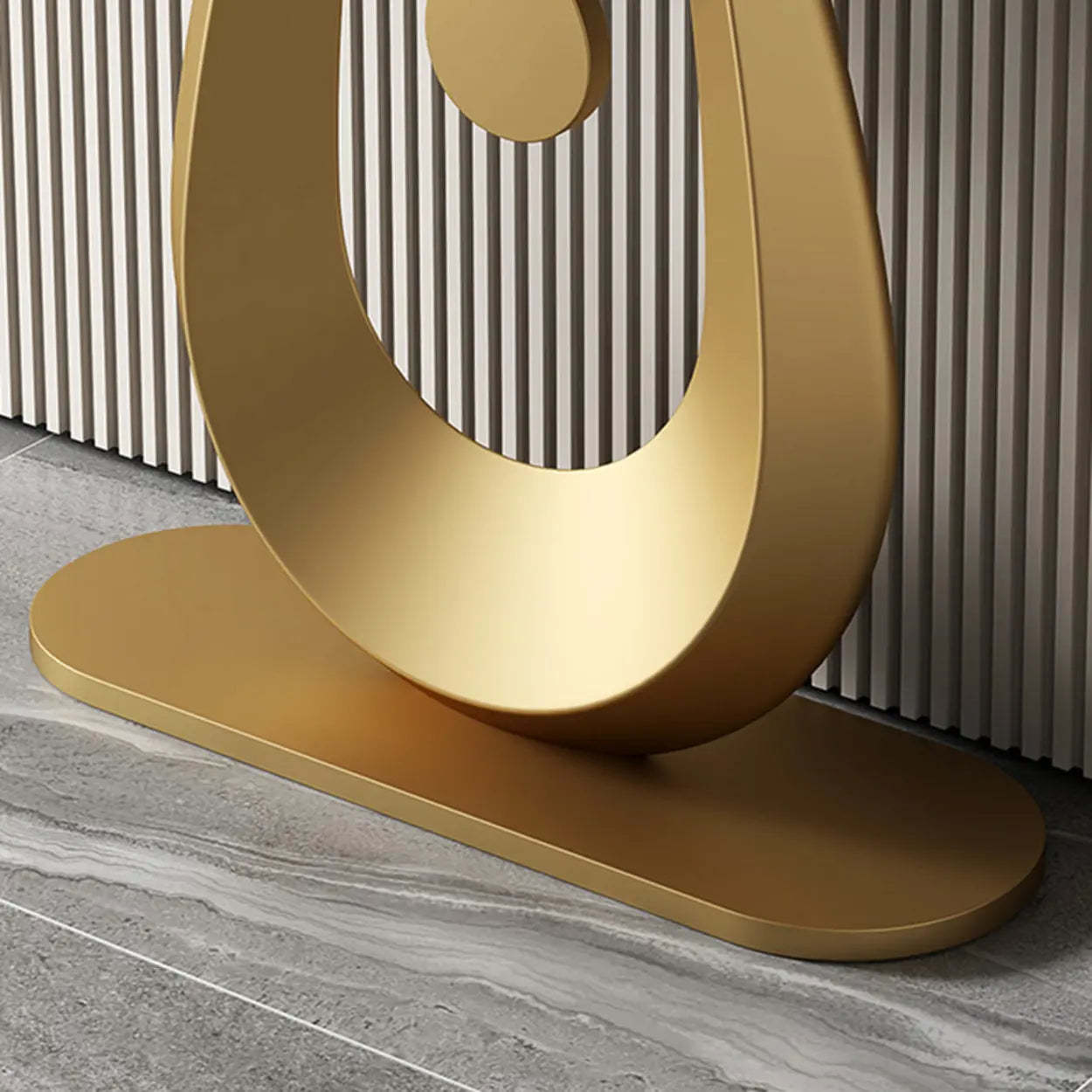 Half-Moon Sintered Stone Console Table — Gold