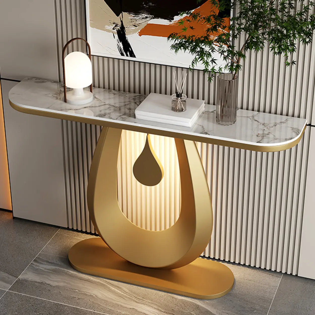 Half-Moon Sintered Stone Console Table