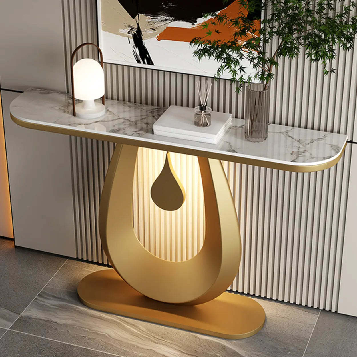 Half-Moon Sintered Stone Console Table