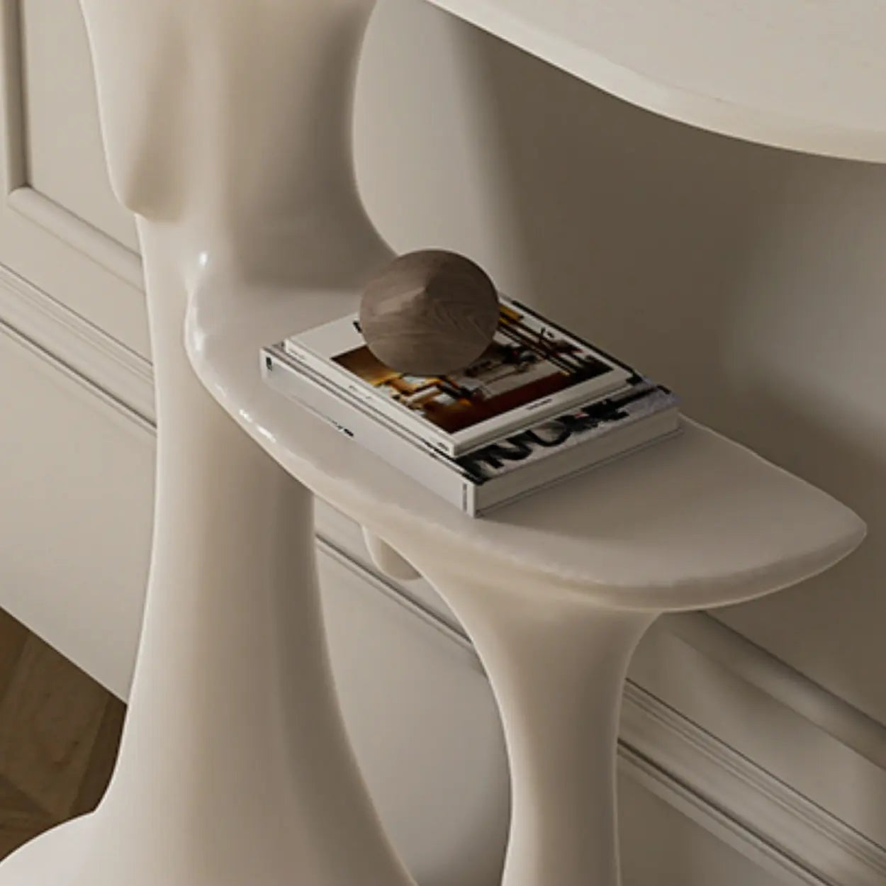 Entryway Half-Moon Marble Console Table with Shelf