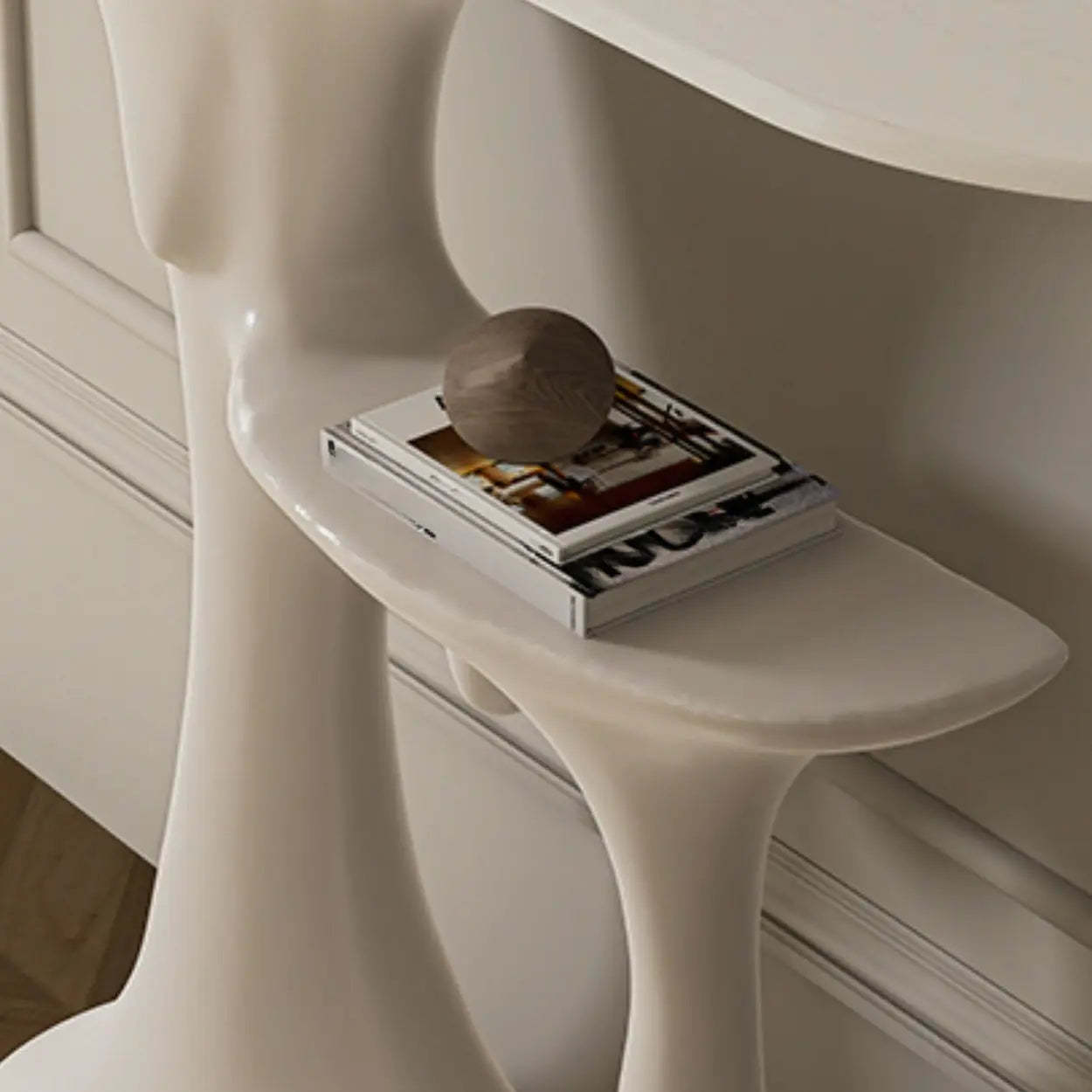 Entryway Half-Moon Marble Console Table with Shelf