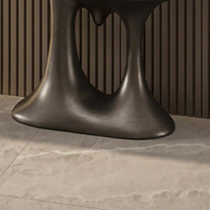 Entryway Half-Moon Marble Console Table with Shelf