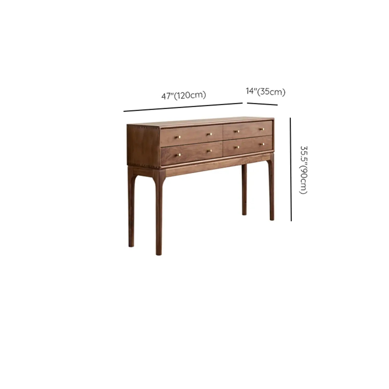 Sepia Rectangular Walnut Entryway Console Table with Drawers