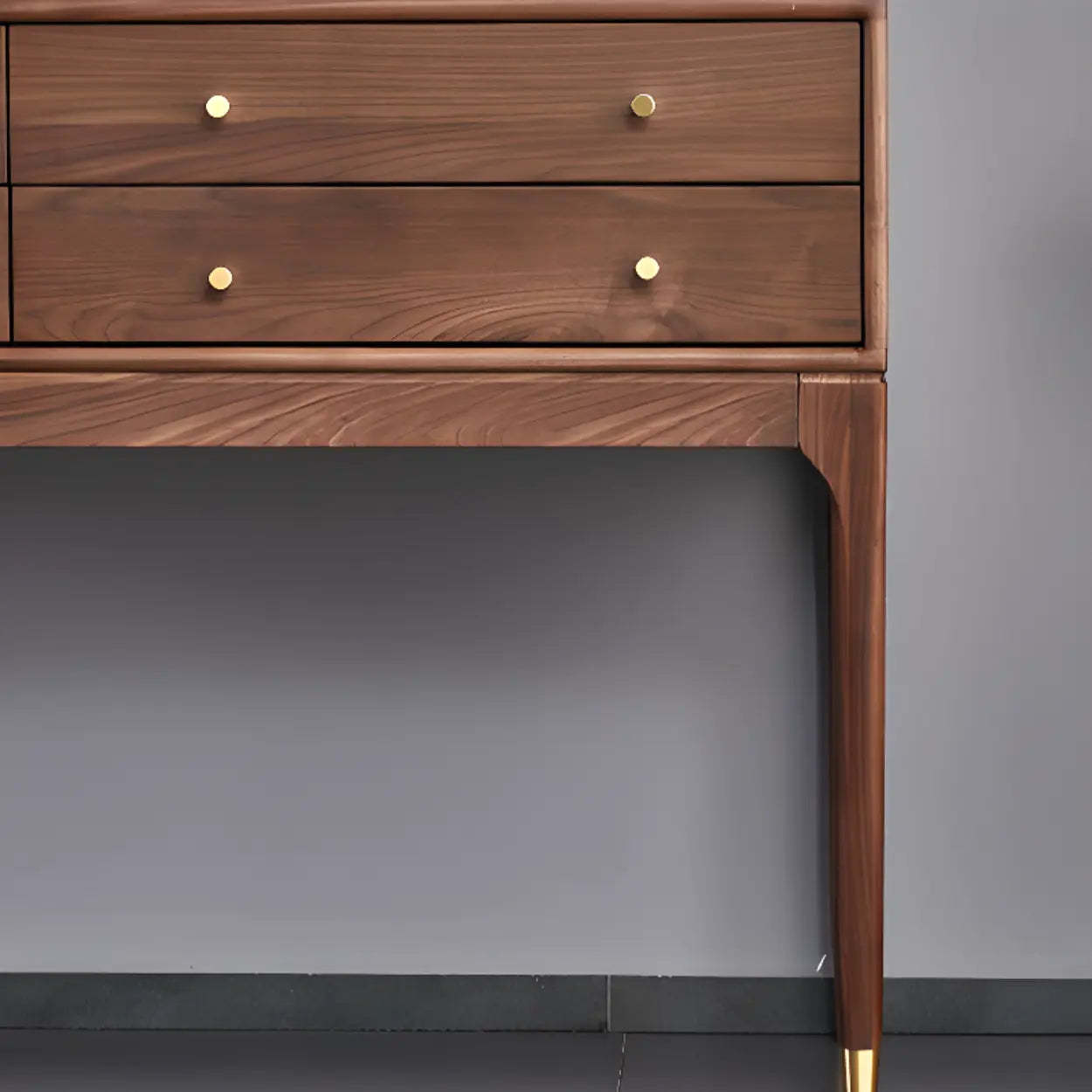 Sepia Rectangular Walnut Entryway Console Table with Drawers