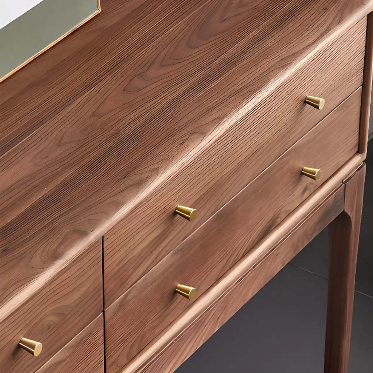 Sepia Rectangular Walnut Entryway Console Table with Drawers