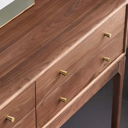 Sepia Rectangular Walnut Entryway Console Table with Drawers