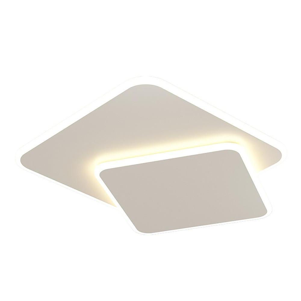 2-Light White Square LED Flush Mount Light