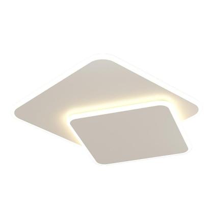 2-Light White Square LED Flush Mount Light