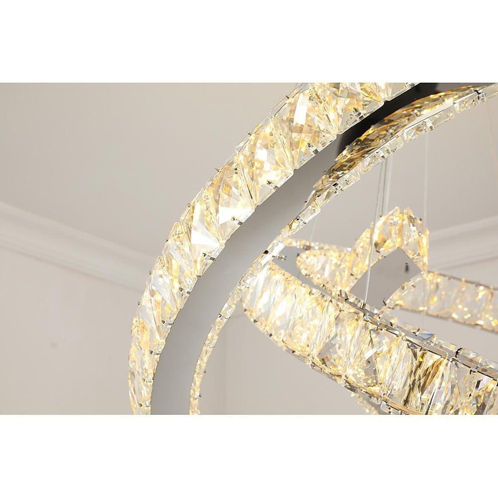 Wave Flush Mount Lighting for Dining Room LED Crystal Stainless Steel Ceiling Lights-Lighom