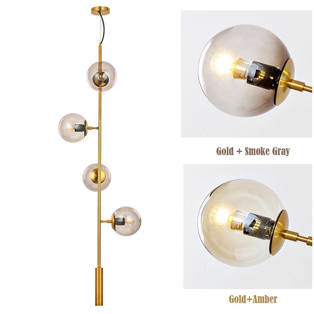 Linear Dining Room Chandeliers Glass Globe Chandelier 4/6 Heads-Lighom