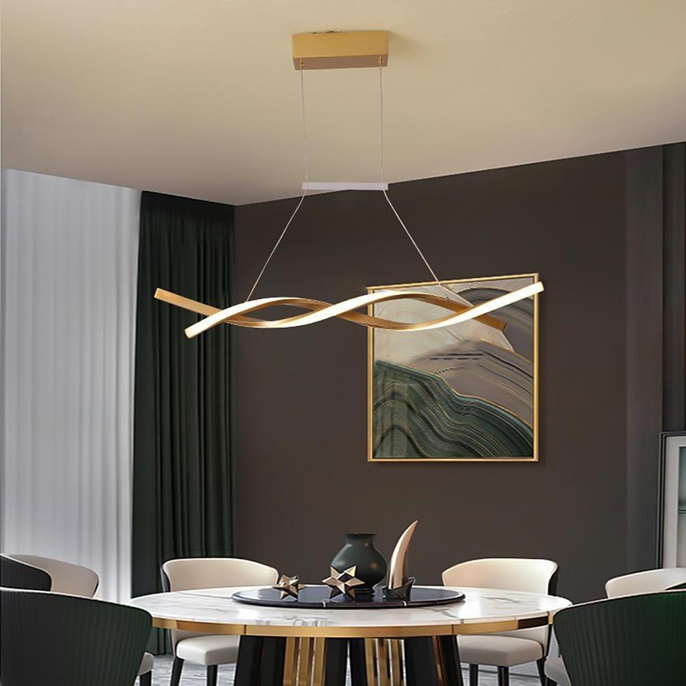 Lighom modern wave island gold pendant lighting in synthetic — Warm White (3000K) / Gray