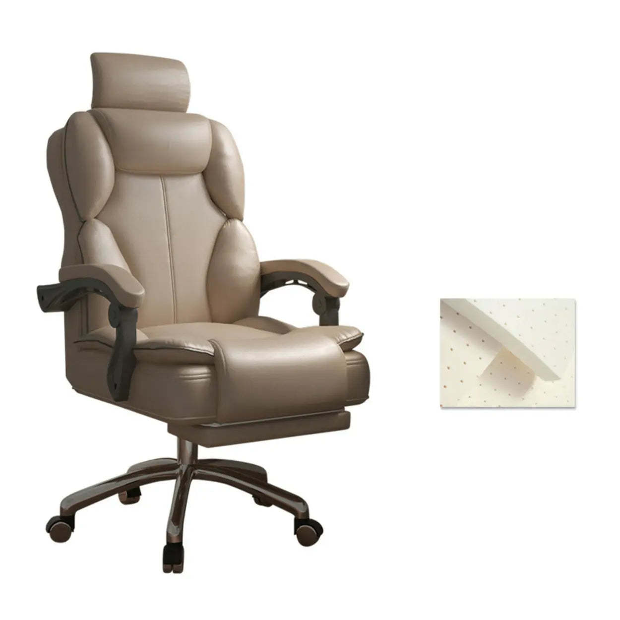Ergonomic Adjustable Reclining Office Chair with Headrest — Grey / Without Footrest / Sponge