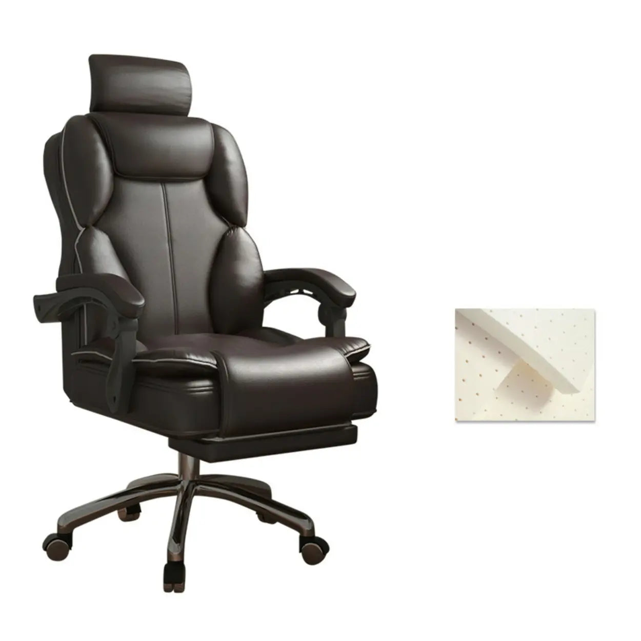 Ergonomic Adjustable Reclining Office Chair with Headrest — Khaki / With Footrest / Sponge
