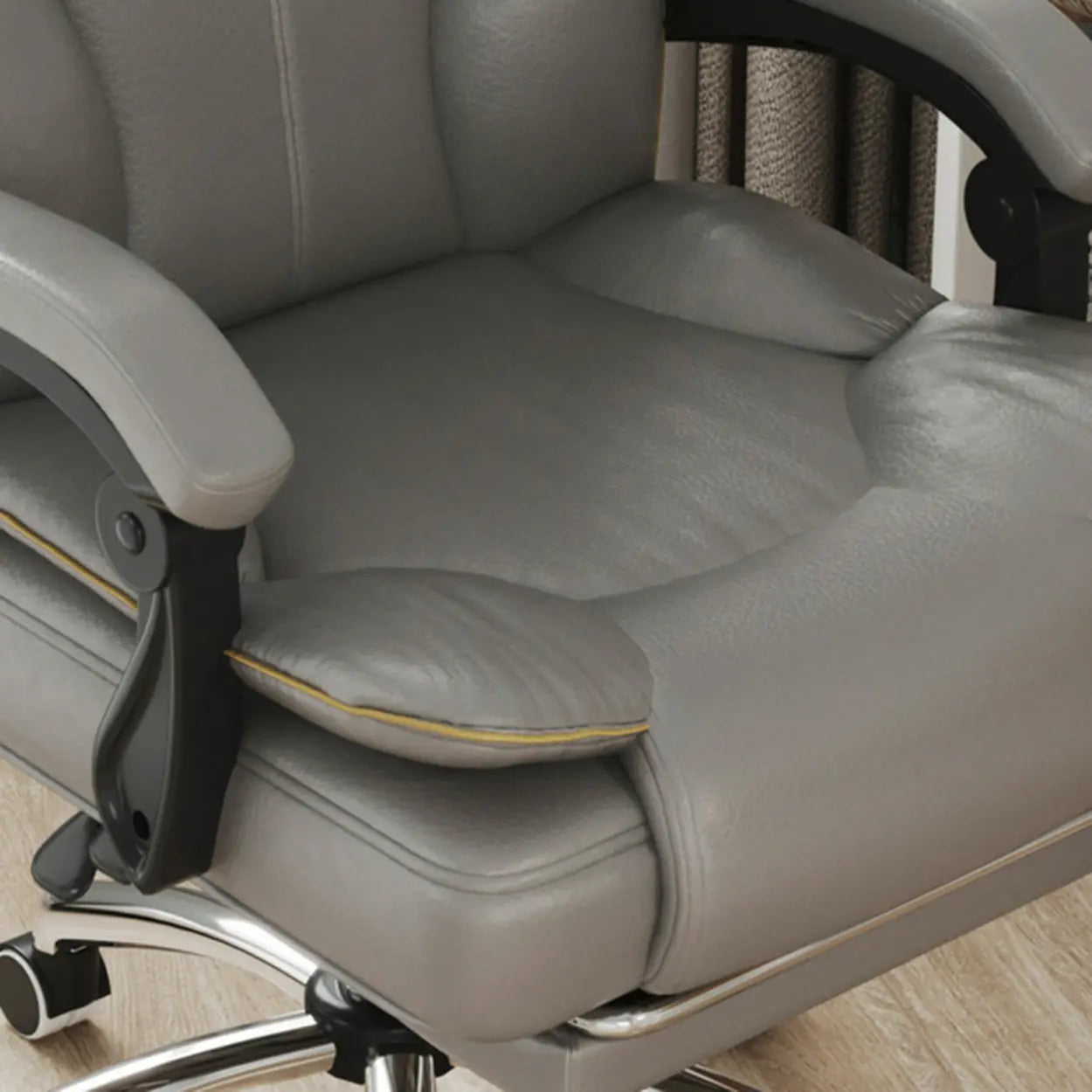 Ergonomic Adjustable Reclining Office Chair with Headrest — Khaki / Without Footrest / Latex