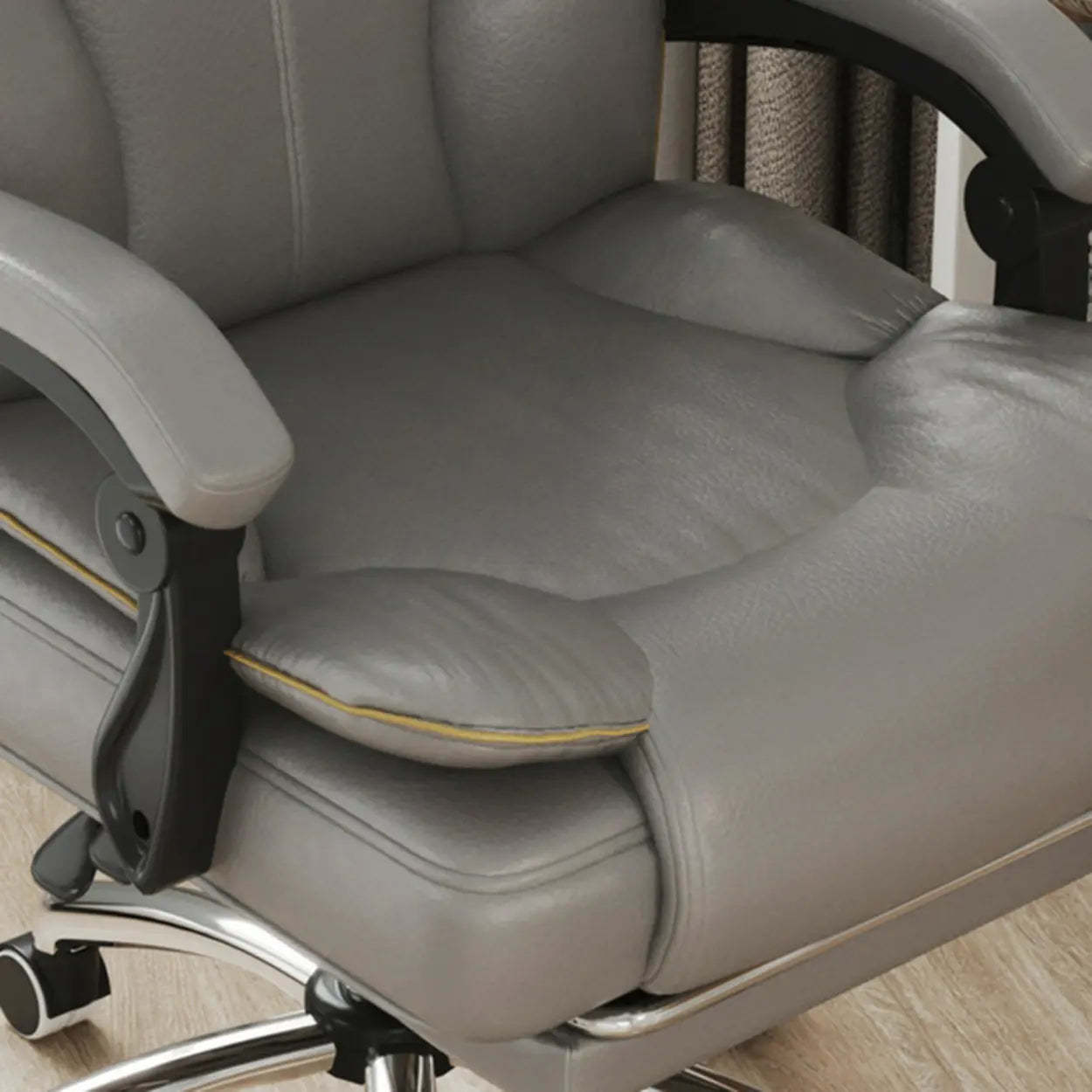 Ergonomic Adjustable Reclining Office Chair with Headrest — Khaki / Without Footrest / Latex