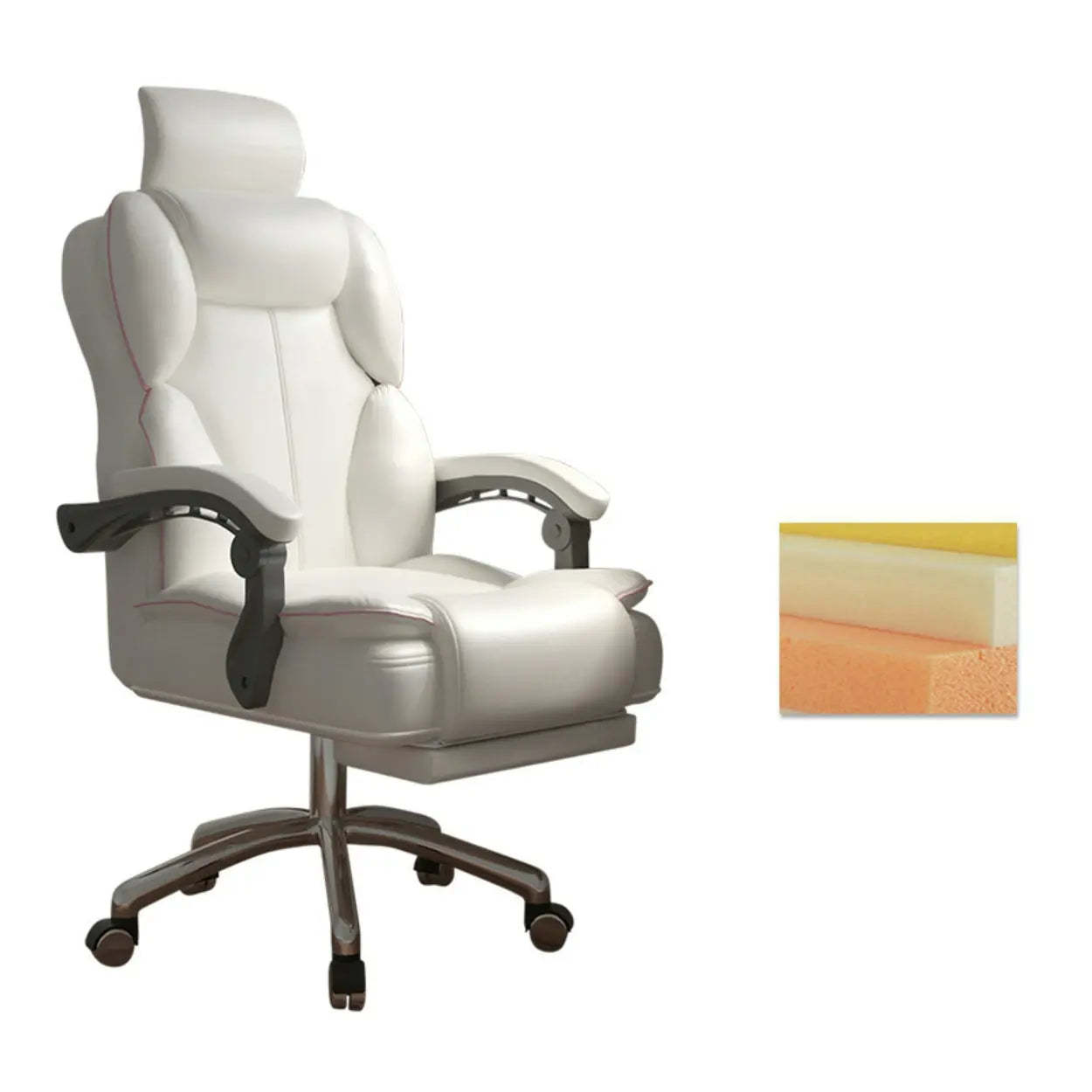 Ergonomic Adjustable Reclining Office Chair with Headrest — Pink / With Footrest / Sponge