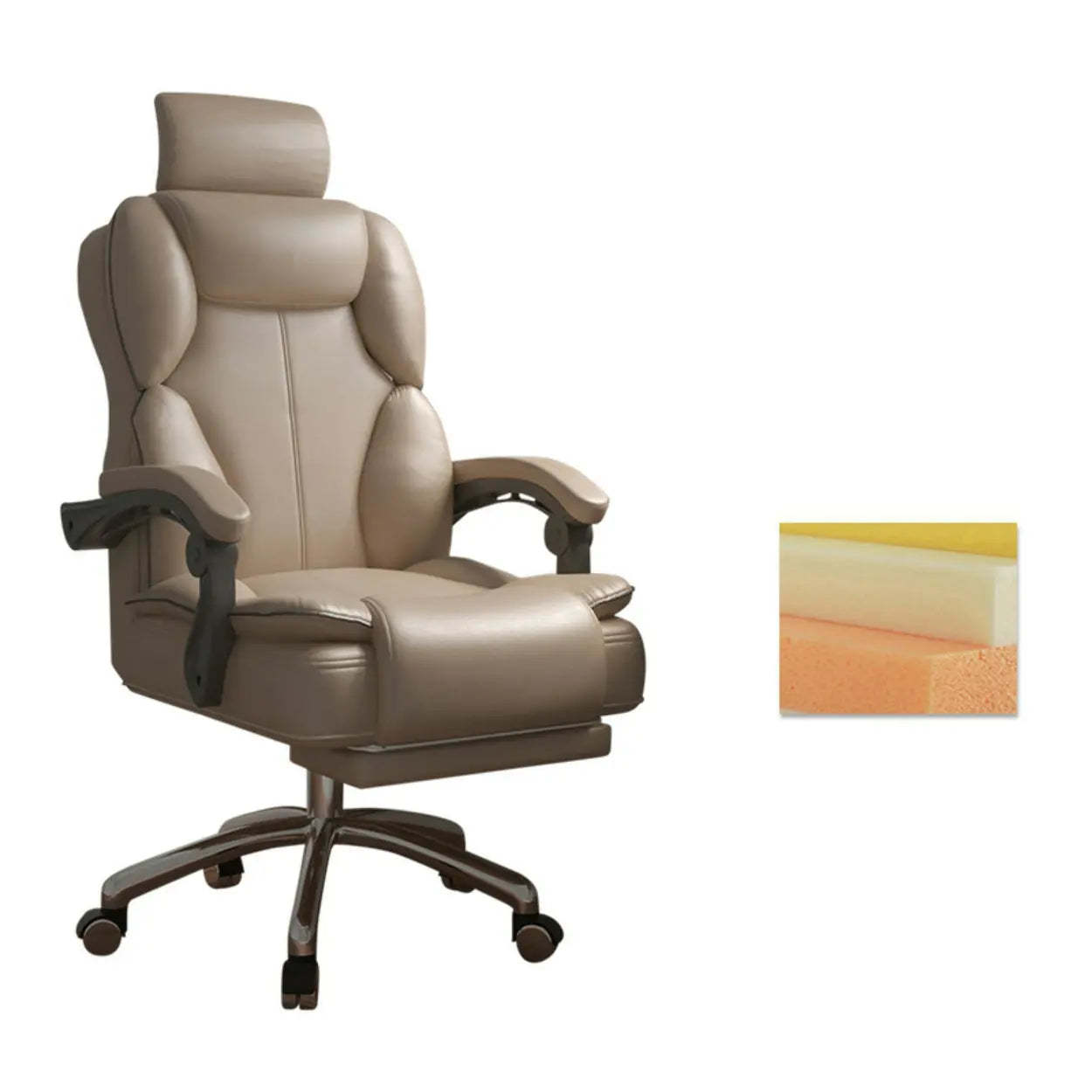 Ergonomic Adjustable Reclining Office Chair with Headrest — White / With Footrest / Latex