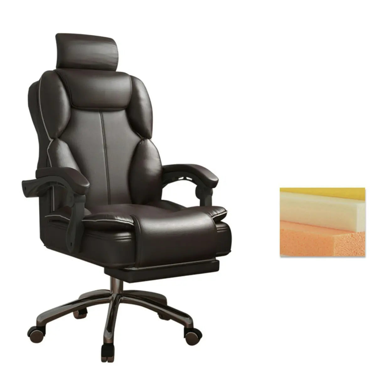 Ergonomic Adjustable Reclining Office Chair with Headrest — White / With Footrest / Sponge