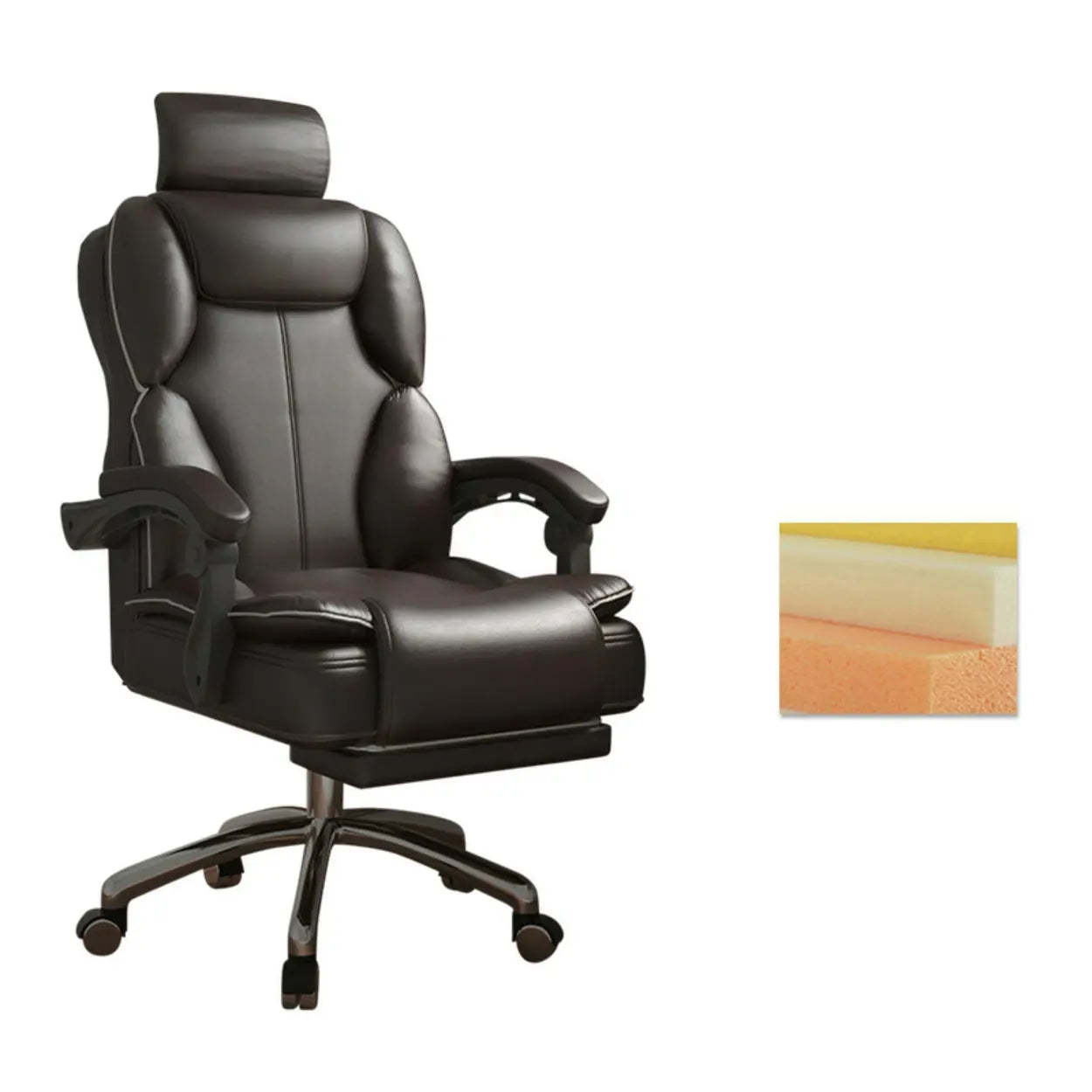 Ergonomic Adjustable Reclining Office Chair with Headrest — White / With Footrest / Sponge