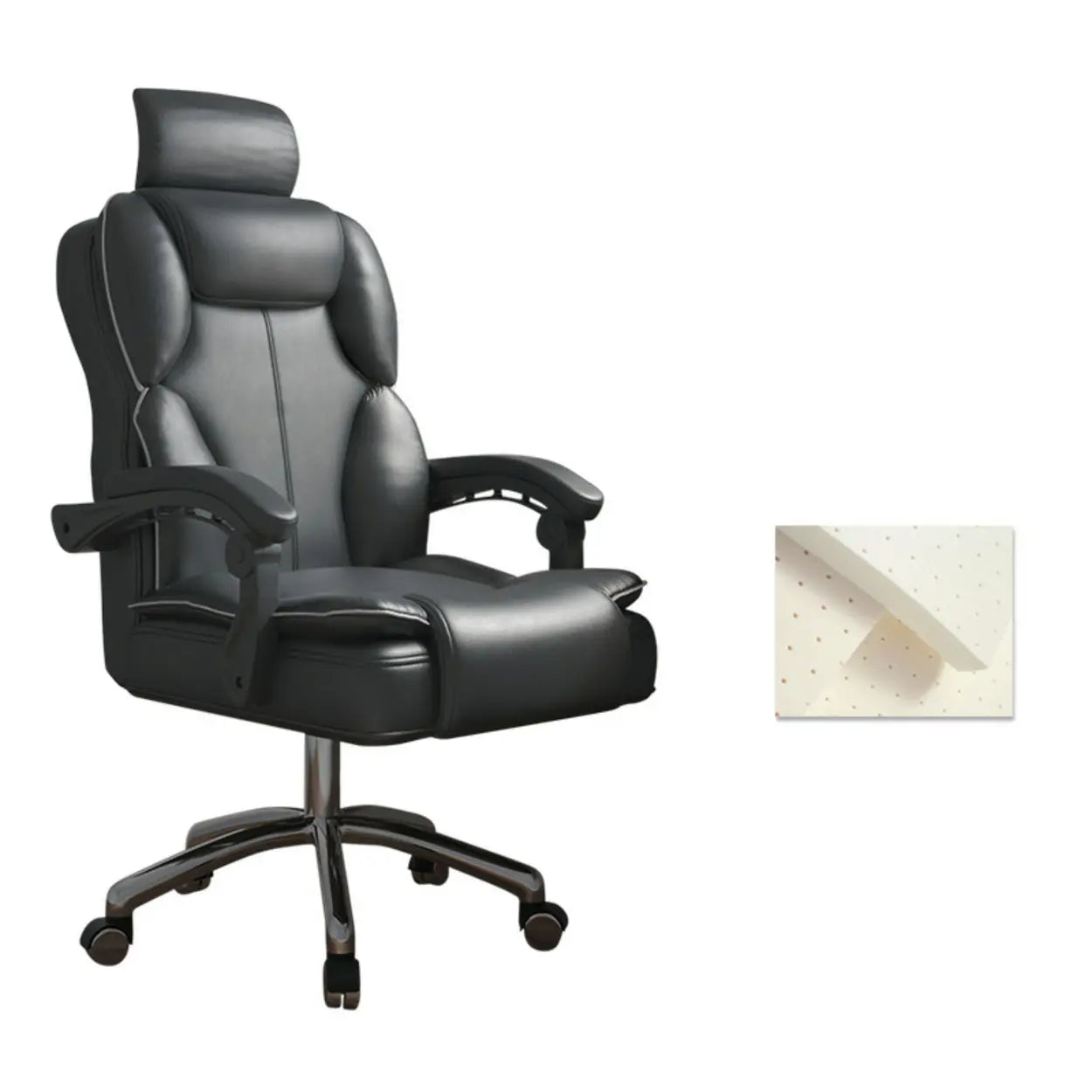 Ergonomic Adjustable Reclining Office Chair with Headrest — White / Without Footrest / Latex