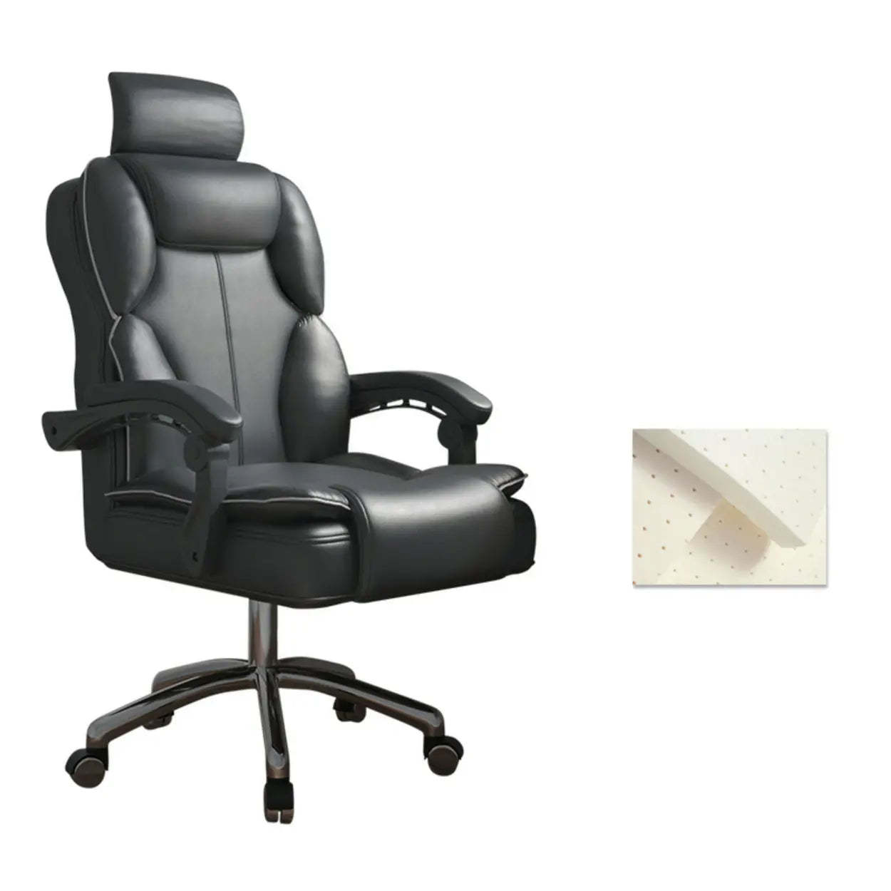 Modern headrest reclining office chairs in metal — Latex / Without Footrest / Black