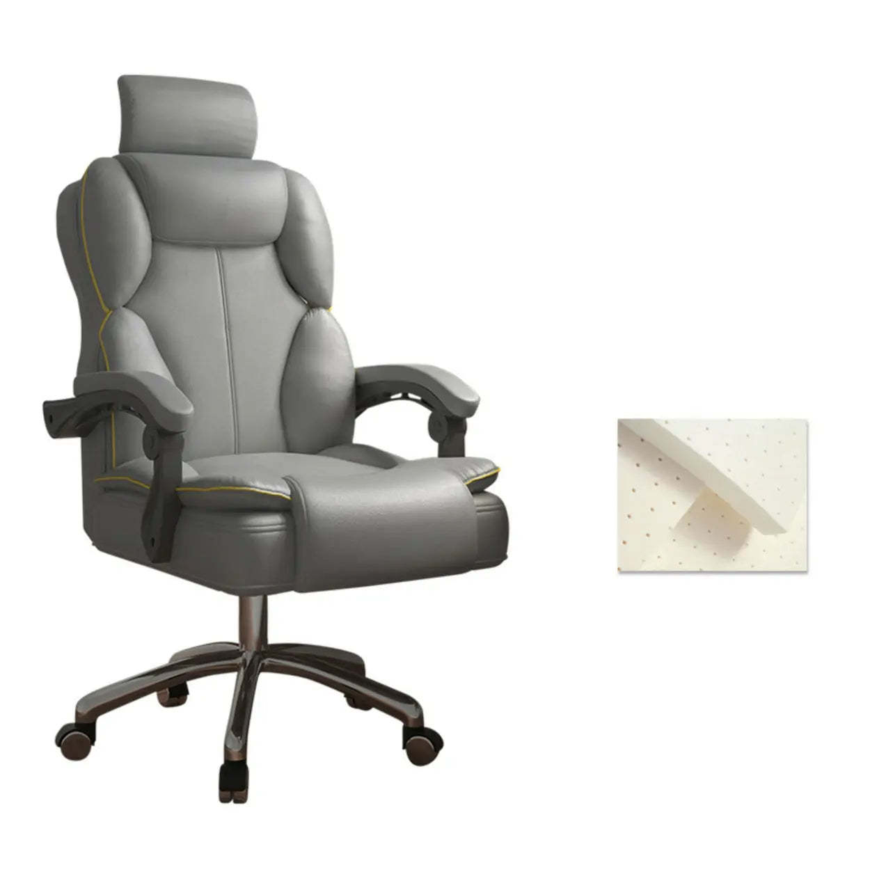 Ergonomic Adjustable Reclining Office Chair with Headrest — White / Without Footrest / Sponge