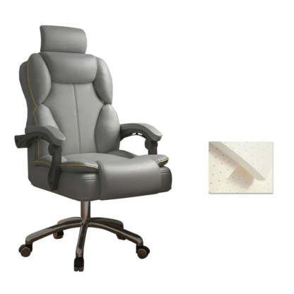 Ergonomic Adjustable Reclining Office Chair with Headrest — White / Without Footrest / Sponge