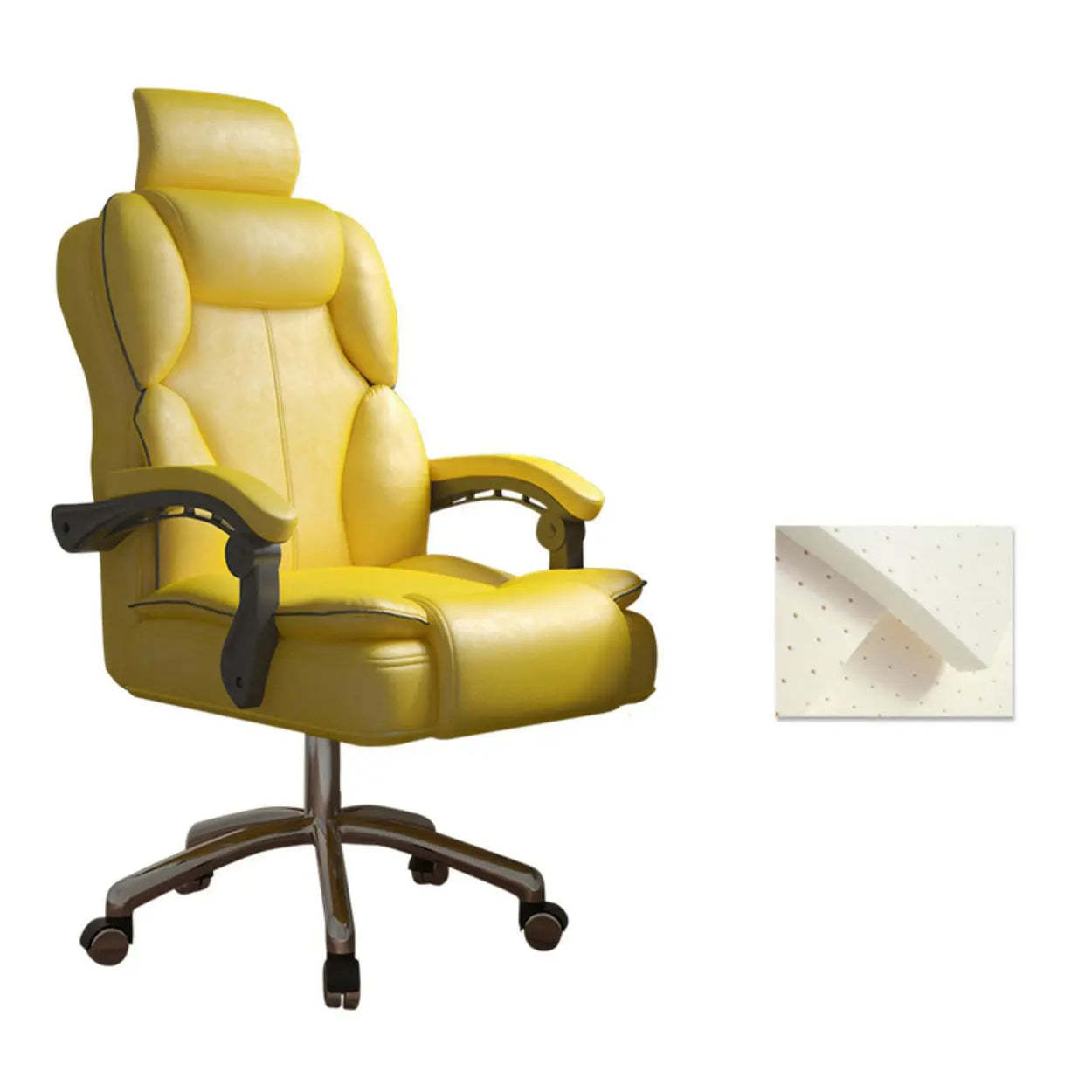 Ergonomic Adjustable Reclining Office Chair with Headrest — Yellow / Without Footrest / Latex