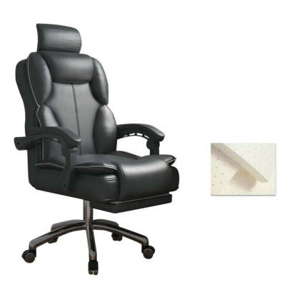 Ergonomic Adjustable Reclining Office Chair with Headrest — Black / With Footrest / Sponge