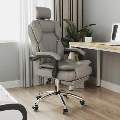 Ergonomic Adjustable Reclining Office Chair with Headrest — Black / Without Footrest / Latex