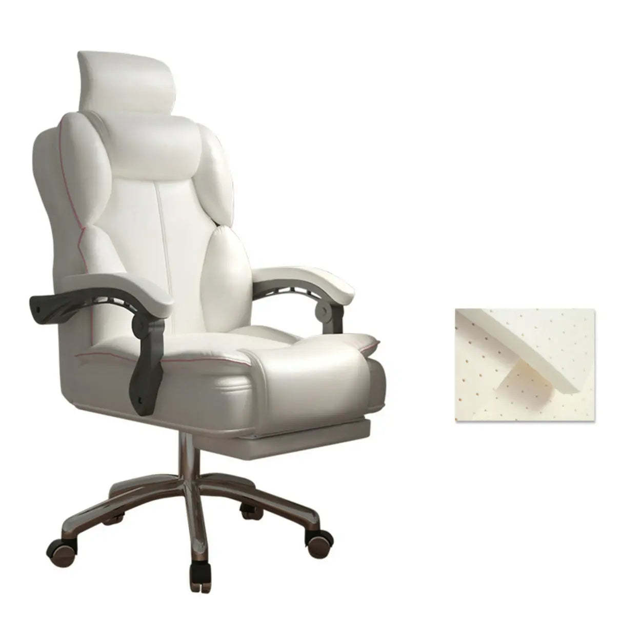 Ergonomic Adjustable Reclining Office Chair with Headrest — Coffee / With Footrest / Latex