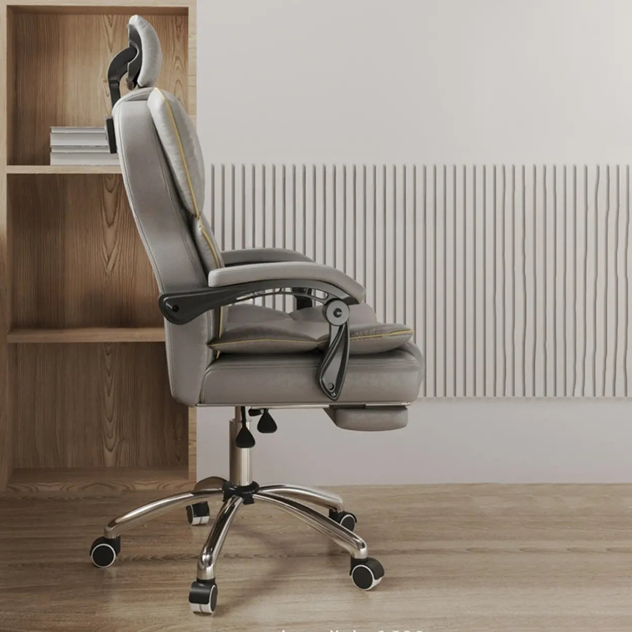 Ergonomic Adjustable Reclining Office Chair with Headrest — Coffee / With Footrest / Sponge