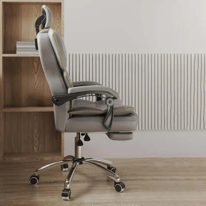 Ergonomic Adjustable Reclining Office Chair with Headrest — Coffee / With Footrest / Sponge