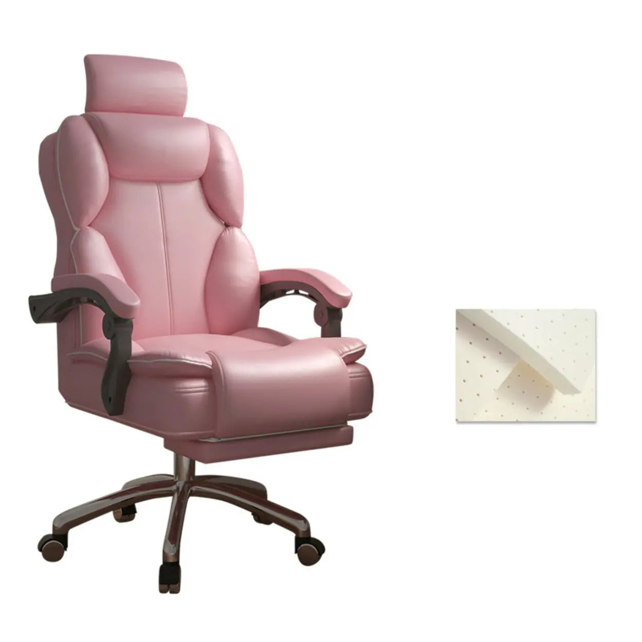 Ergonomic Adjustable Reclining Office Chair with Headrest — Coffee / Without Footrest / Latex