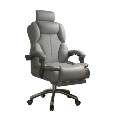 Ergonomic Adjustable Reclining Office Chair with Headrest — Grey / With Footrest / Latex