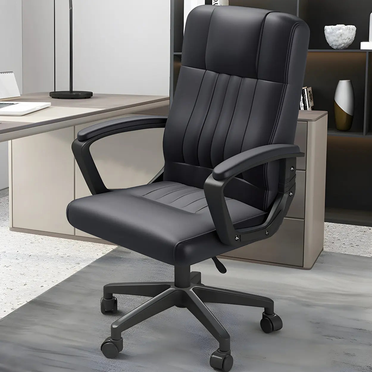 Ergonomic Black Nylon Leather Office Chair