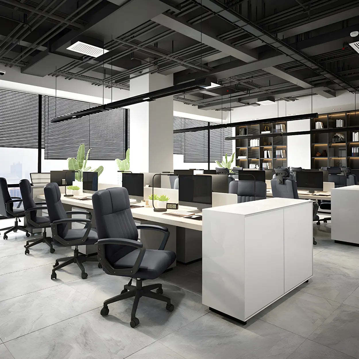 Ergonomic Black Nylon Leather Office Chair — Without Headrest / Tilt Unavailable