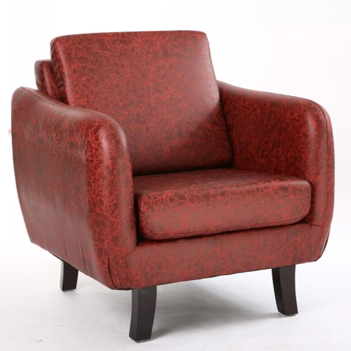 Ergonomic Brown Linen Wood Frame Arm Chair — Beige/ Black / Linen