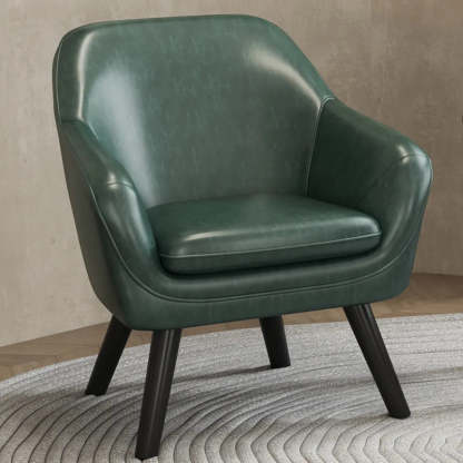 Ergonomic Brown Oiled Leather Accent Chair — Dark Brown / Oiled Leather