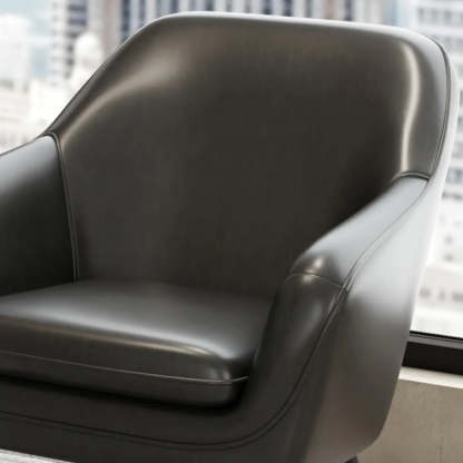 Ergonomic Brown Oiled Leather Accent Chair — Khaki / Oiled Leather