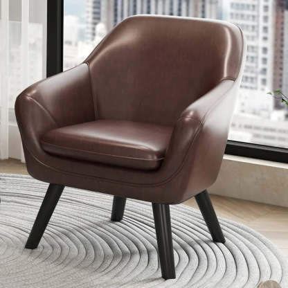 Ergonomic Brown Oiled Leather Accent Chair — Turquoise / Oiled Leather