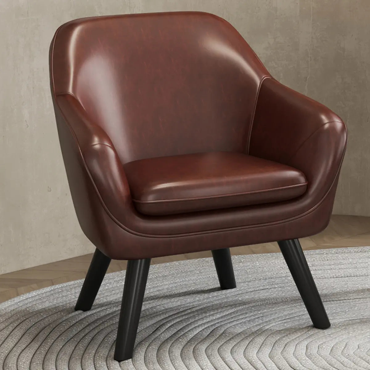 Ergonomic Brown Oiled Leather Accent Chair