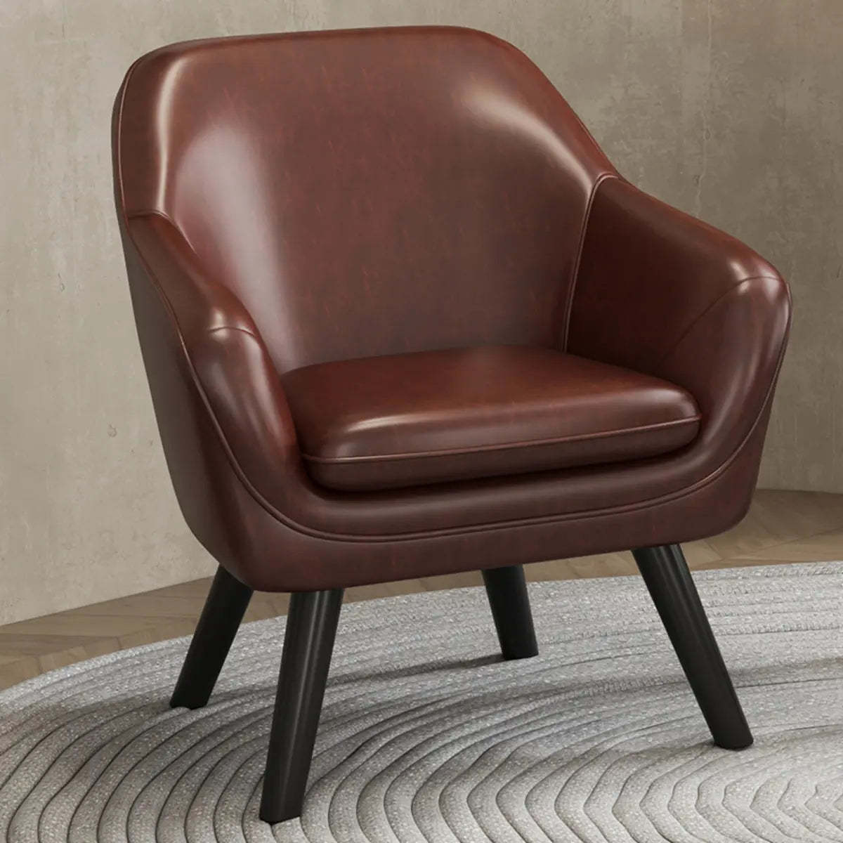 Ergonomic Brown Oiled Leather Accent Chair