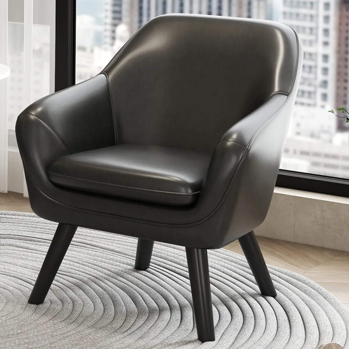 Ergonomic Brown Oiled Leather Accent Chair
